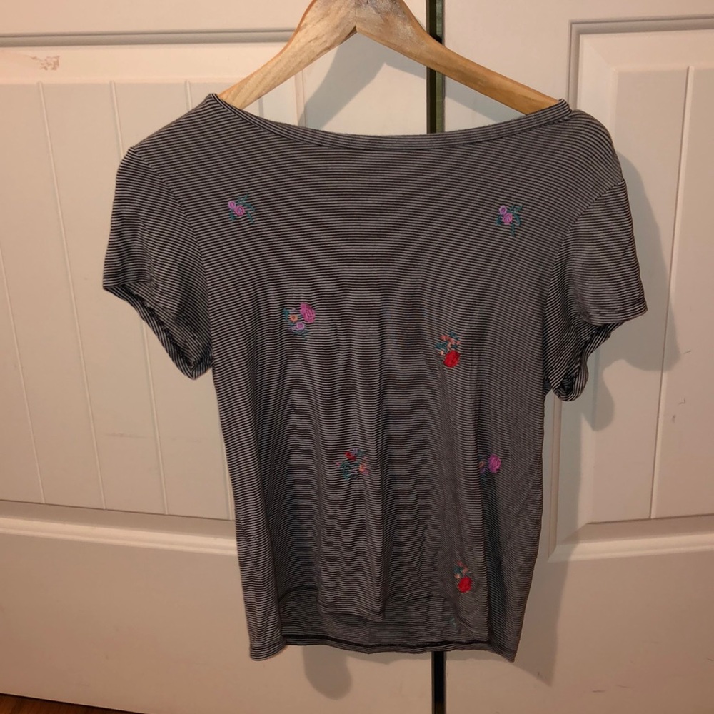 American Eagle Striped Teeshirt with flowers